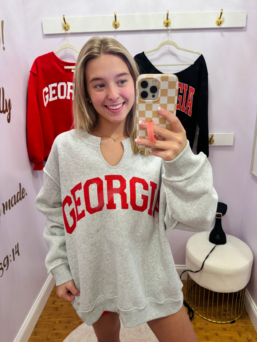 REVERSIBLE Georgia Split-Neck GREY SWEATSHIRT