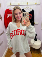 REVERSIBLE Georgia Split-Neck GREY SWEATSHIRT