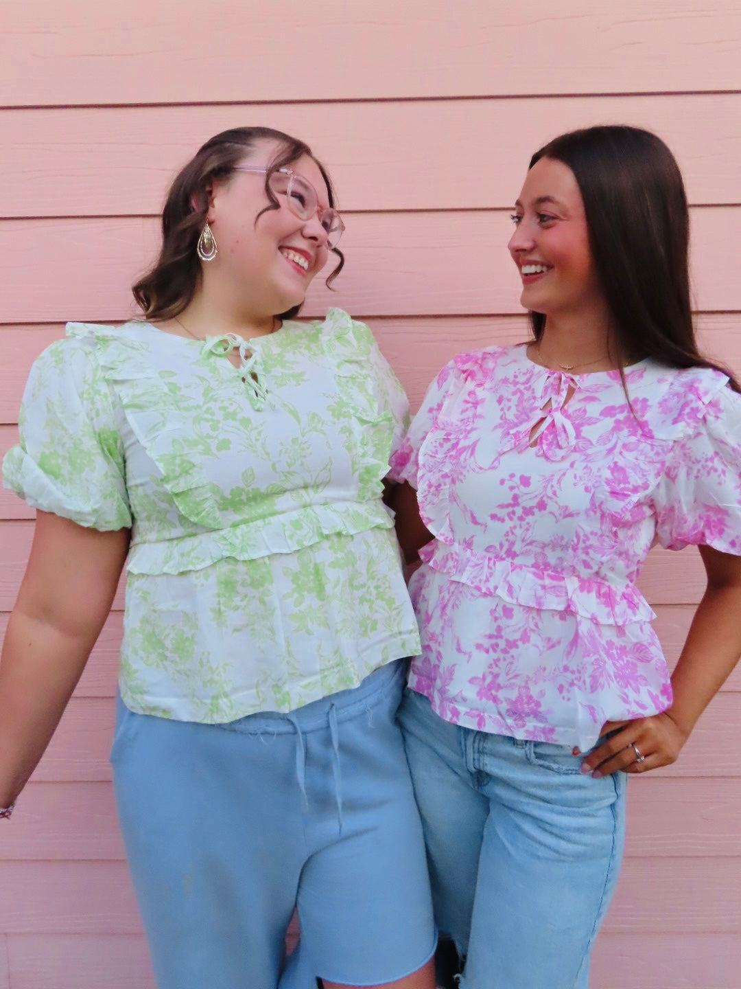 Ribboned and Ruffled Blouse - Green