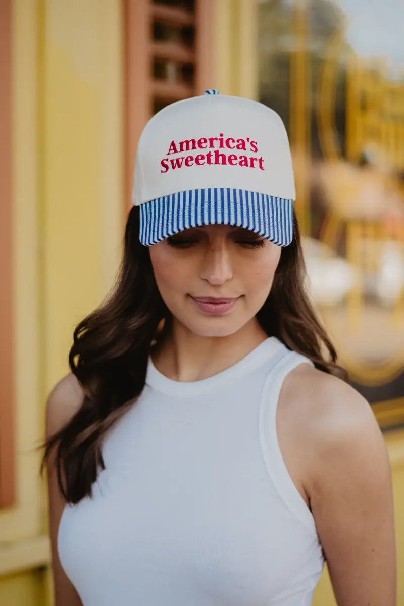 America's Sweetheart Hat: Navy Blue and Light Blue