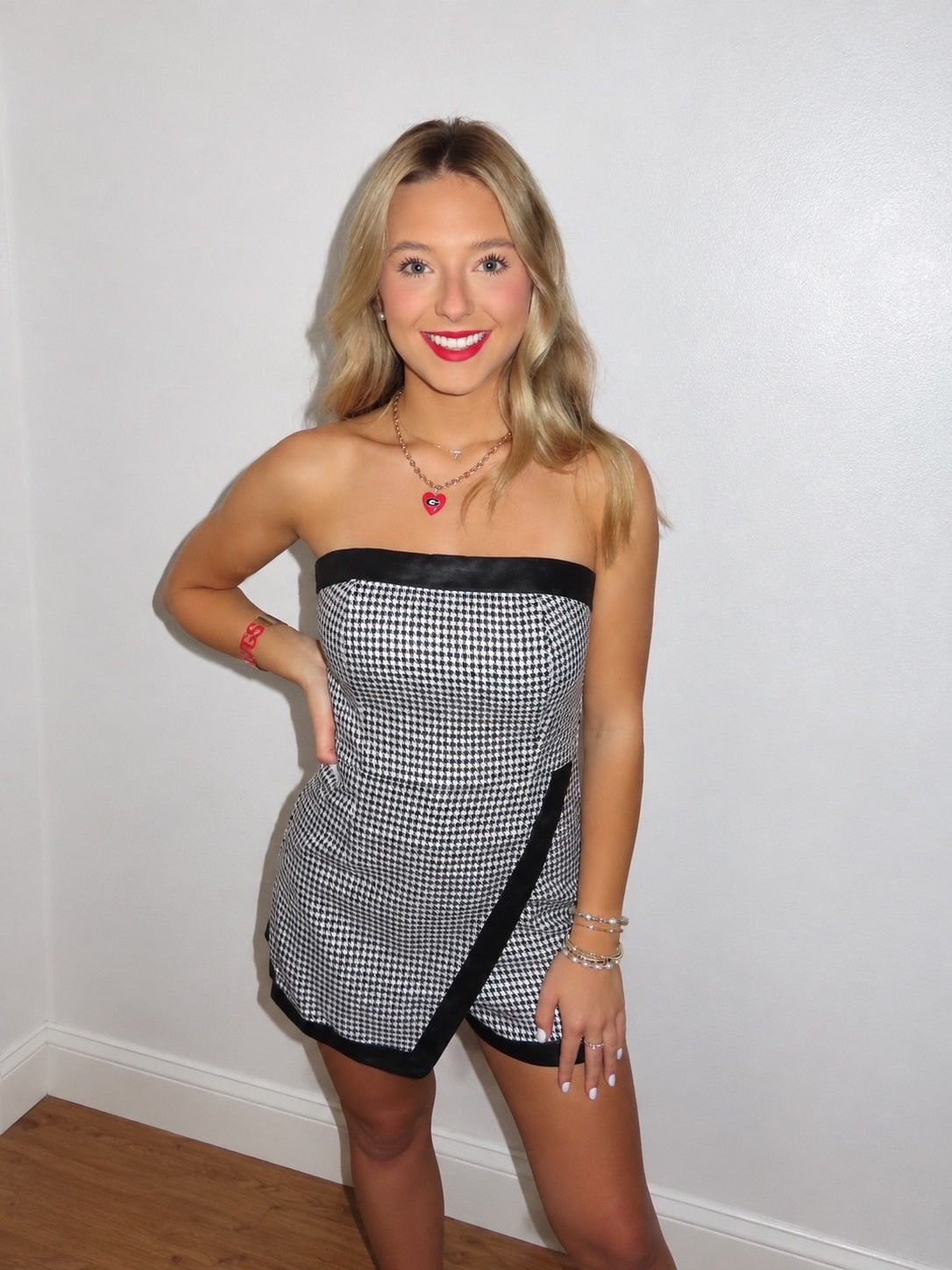 Houndstooth Honey Romper