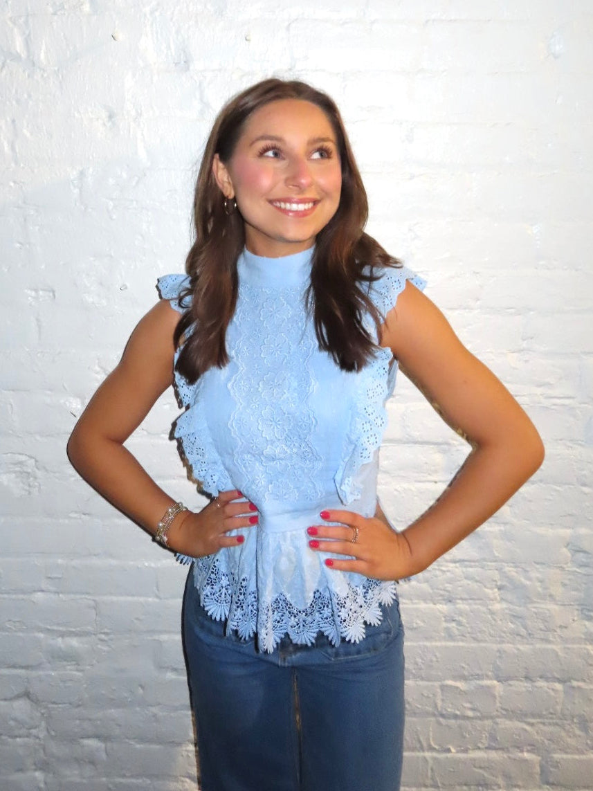 Lace Ruffled Babydoll Top