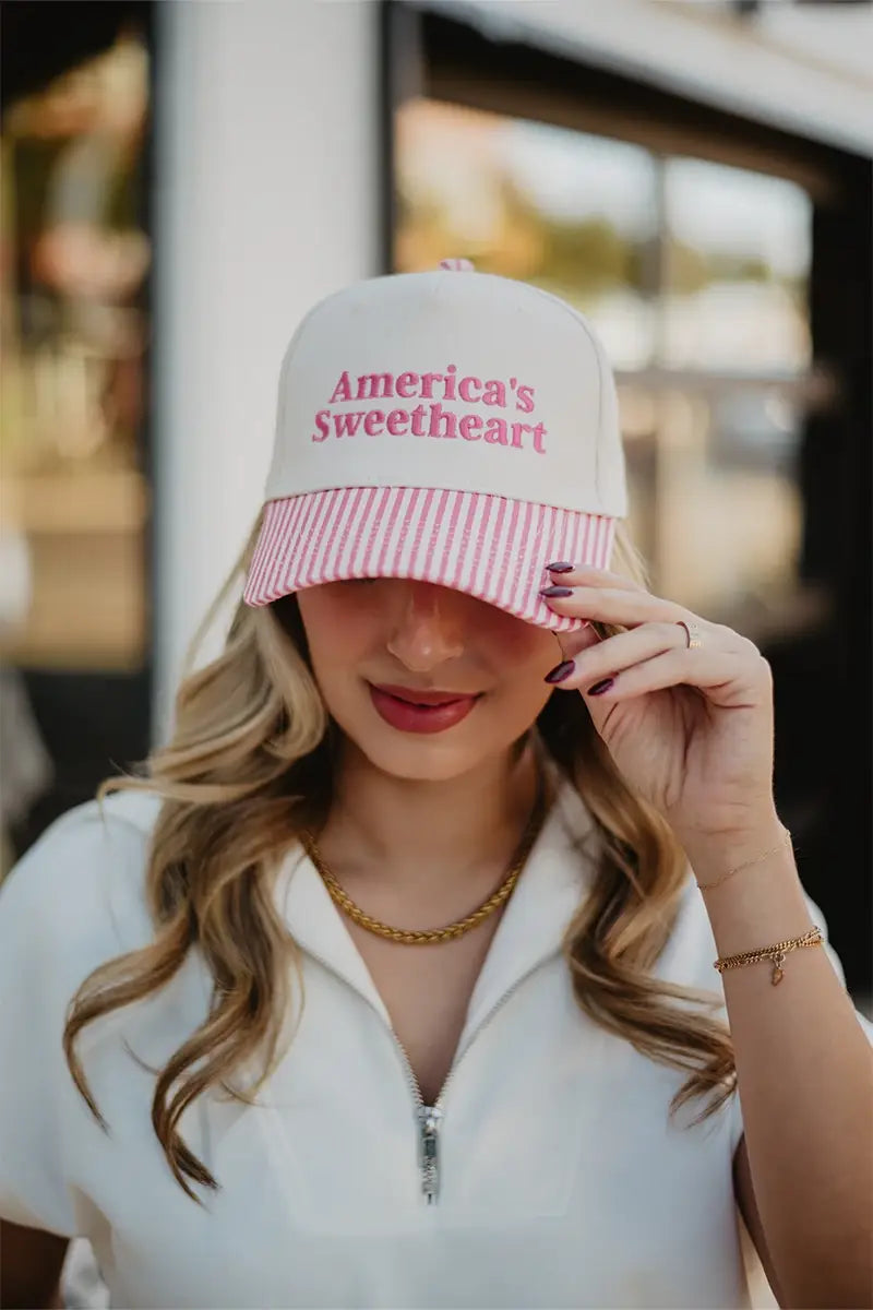 America's Sweetheart Hat: Pink and Light Pink Stripe