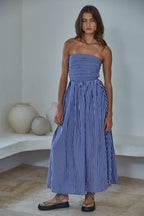 Sun & Sand Strapless Maxi: Denim Blue
