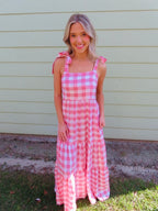Pink Gingham Maxi