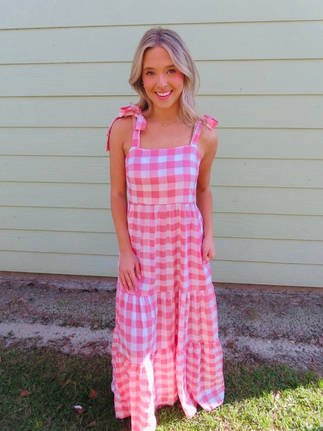 Pink Gingham Maxi
