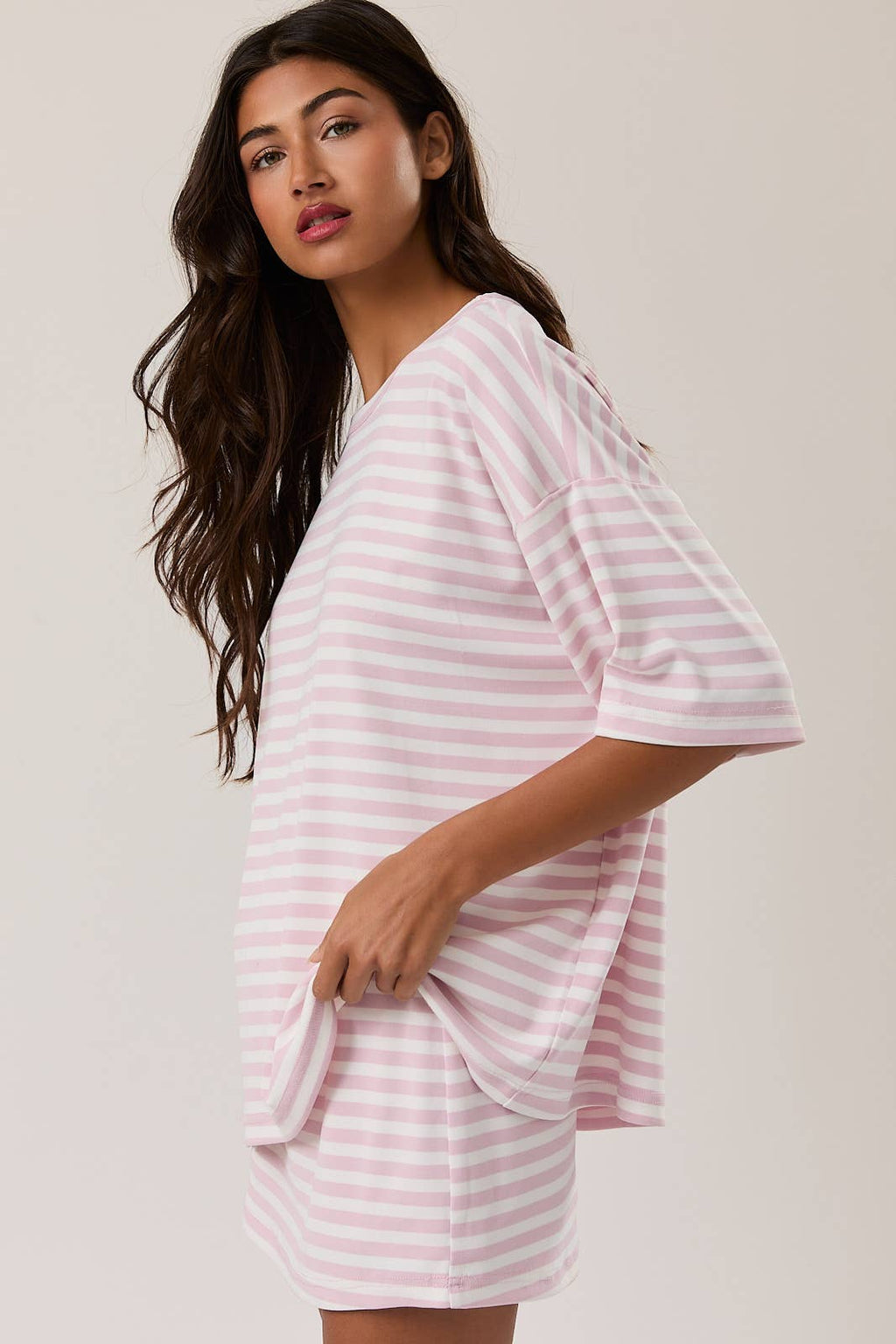 Sunny Days Skort Set: Pink/White Stripe