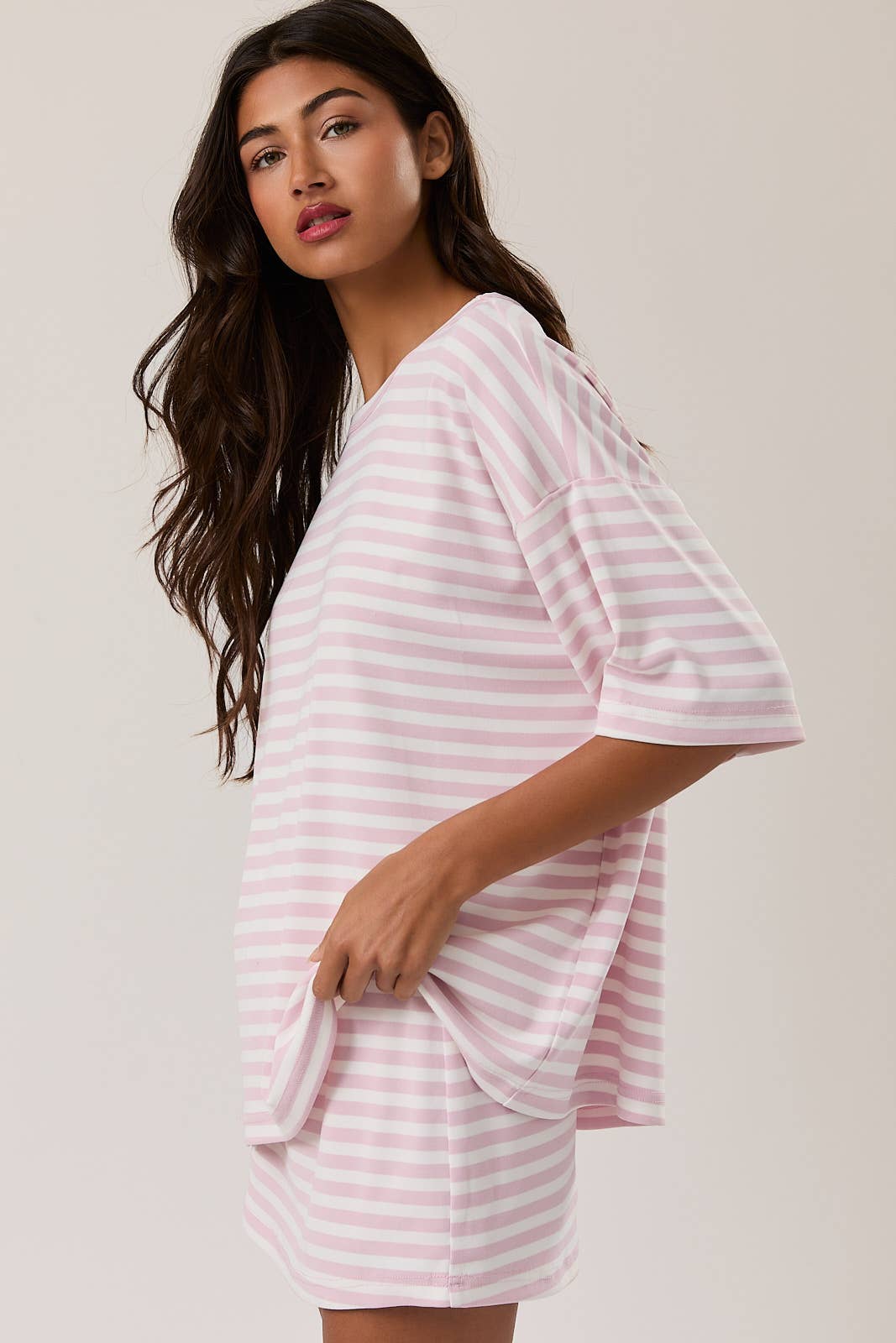 Sunny Days Skort Set: Pink/White Stripe