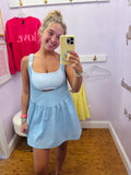 Gingham Print Double Layered Active Dress - Blue