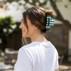Claw Clip – Sicily Stripes Teal