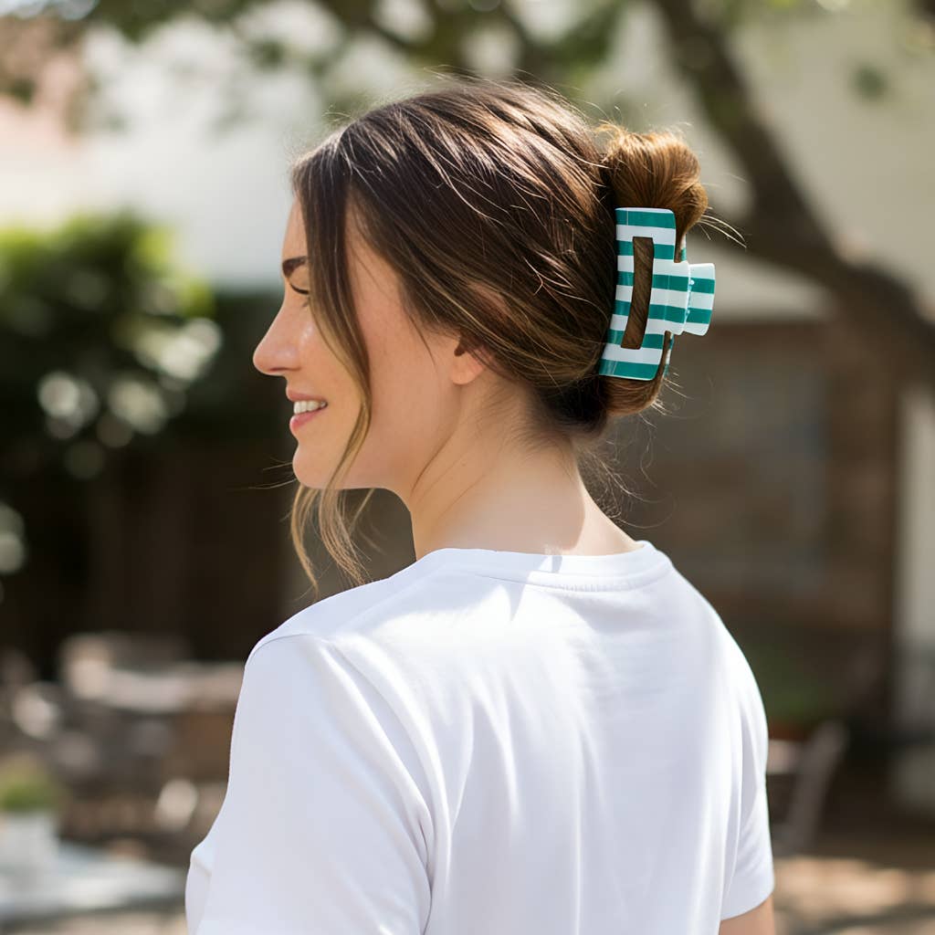 Claw Clip – Sicily Stripes Teal