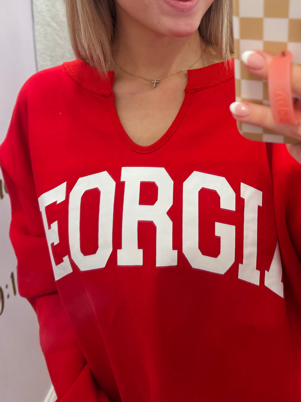REVERSIBLE Georgia Split-Neck RED SWEATSHIRT