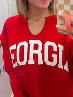 REVERSIBLE Georgia Split-Neck RED SWEATSHIRT