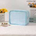 Striped Plaid Ruffles Cosmetic Bag Simple & Fresh Travel Makeup and Toiletry Pouch: Mint