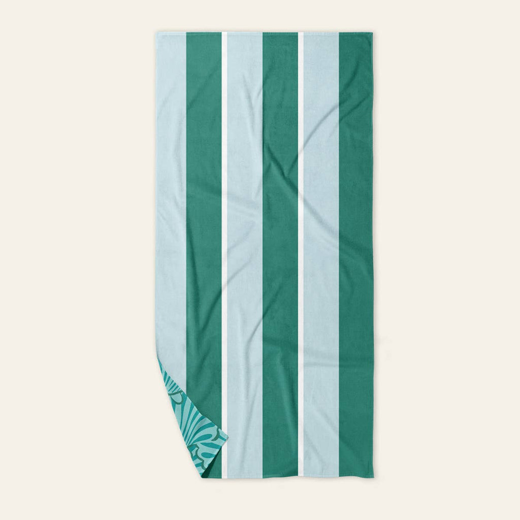 XL Quick-Dry Beach Towel–Sicily Stripes Teal