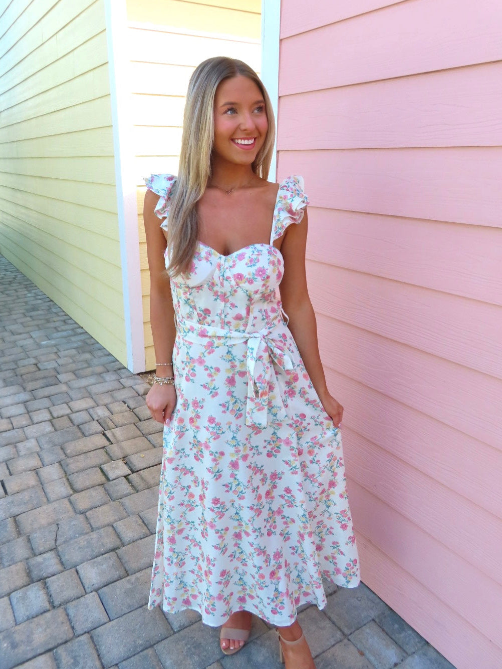 Elegant Blooms Midi Dress