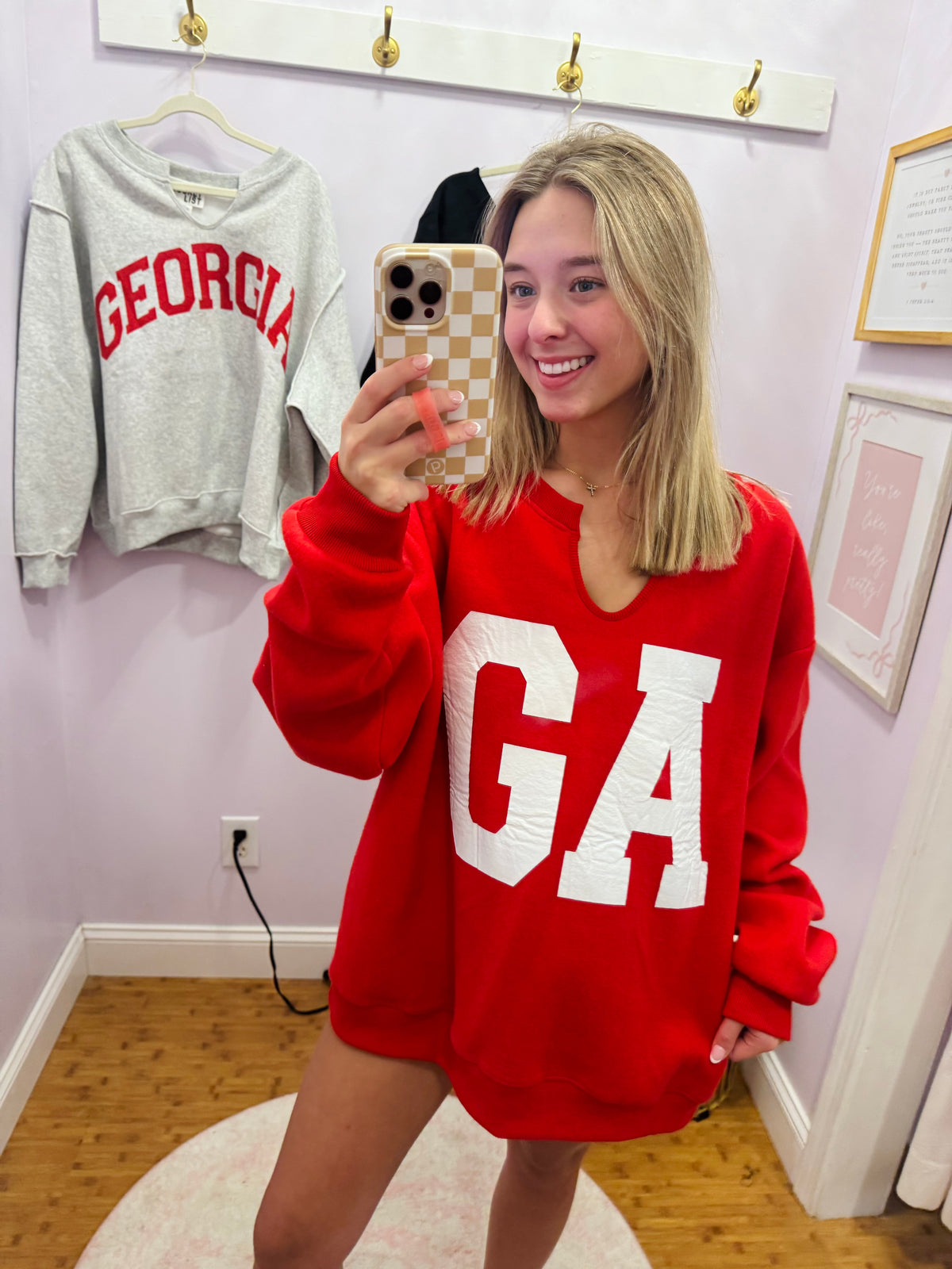 REVERSIBLE Georgia Split-Neck RED SWEATSHIRT