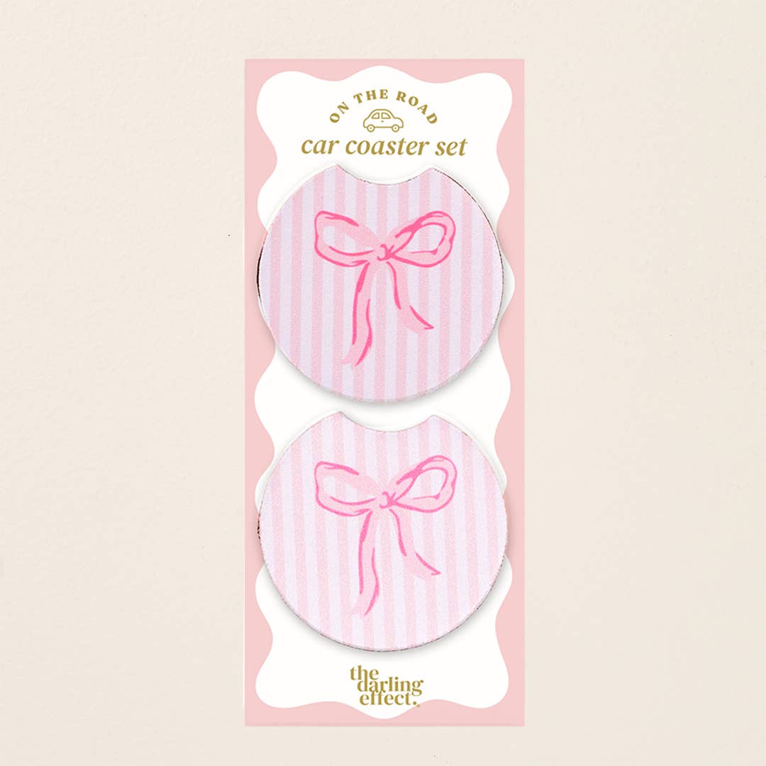 On the Road Car Coaster Set – Bow Pink