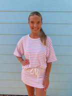 Sunny Days Skort Set: Pink/White Stripe