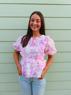 Ribboned & Ruffled Blouse - Pink