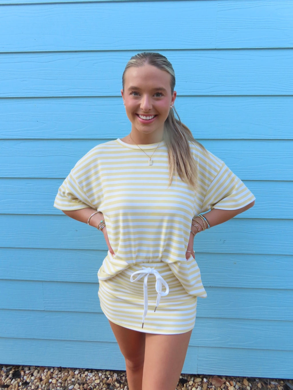 Sunny Days Skort Set: Yellow/White Stripe