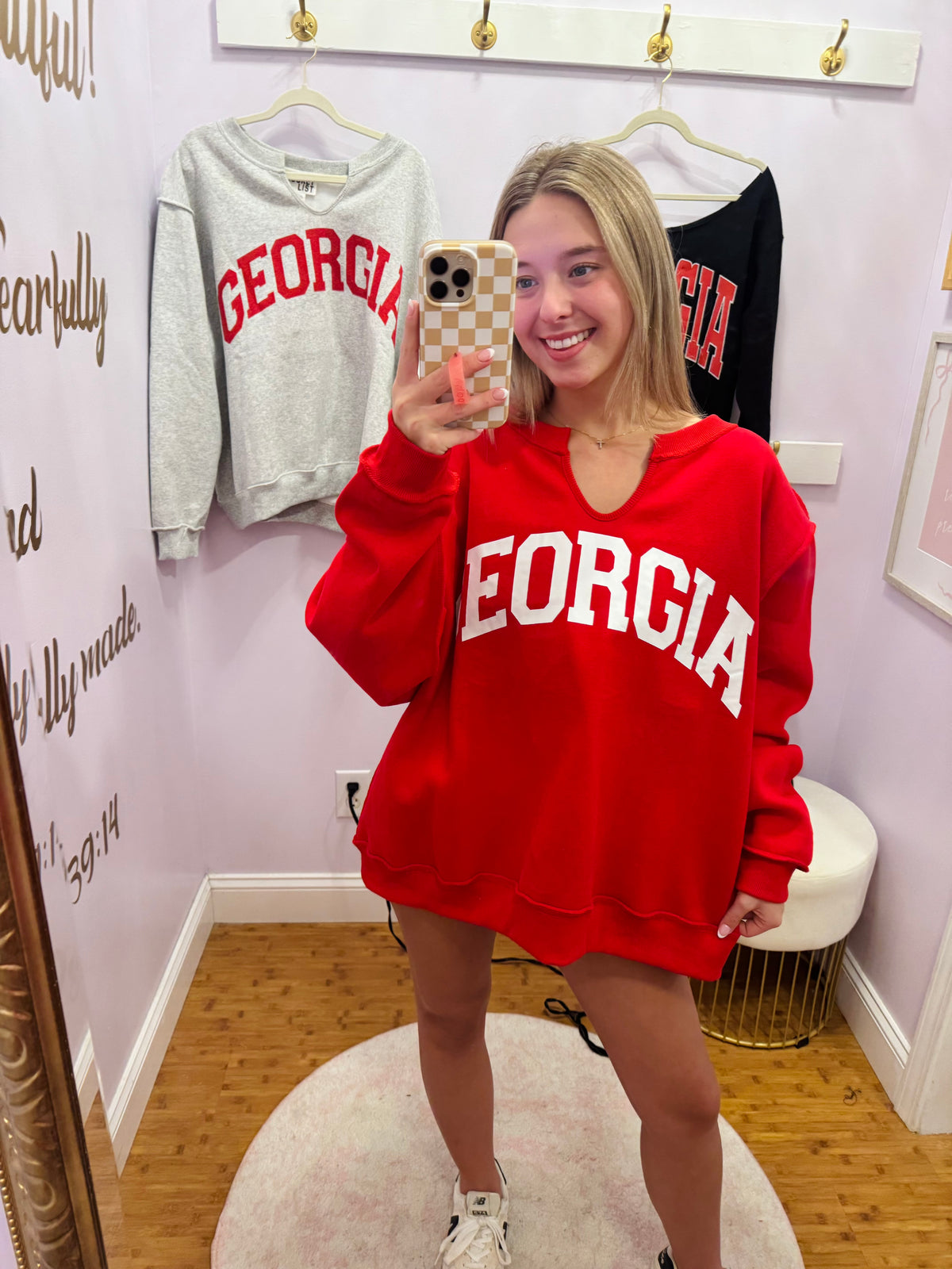 REVERSIBLE Georgia Split-Neck RED SWEATSHIRT