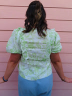 Ribboned and Ruffled Blouse - Green