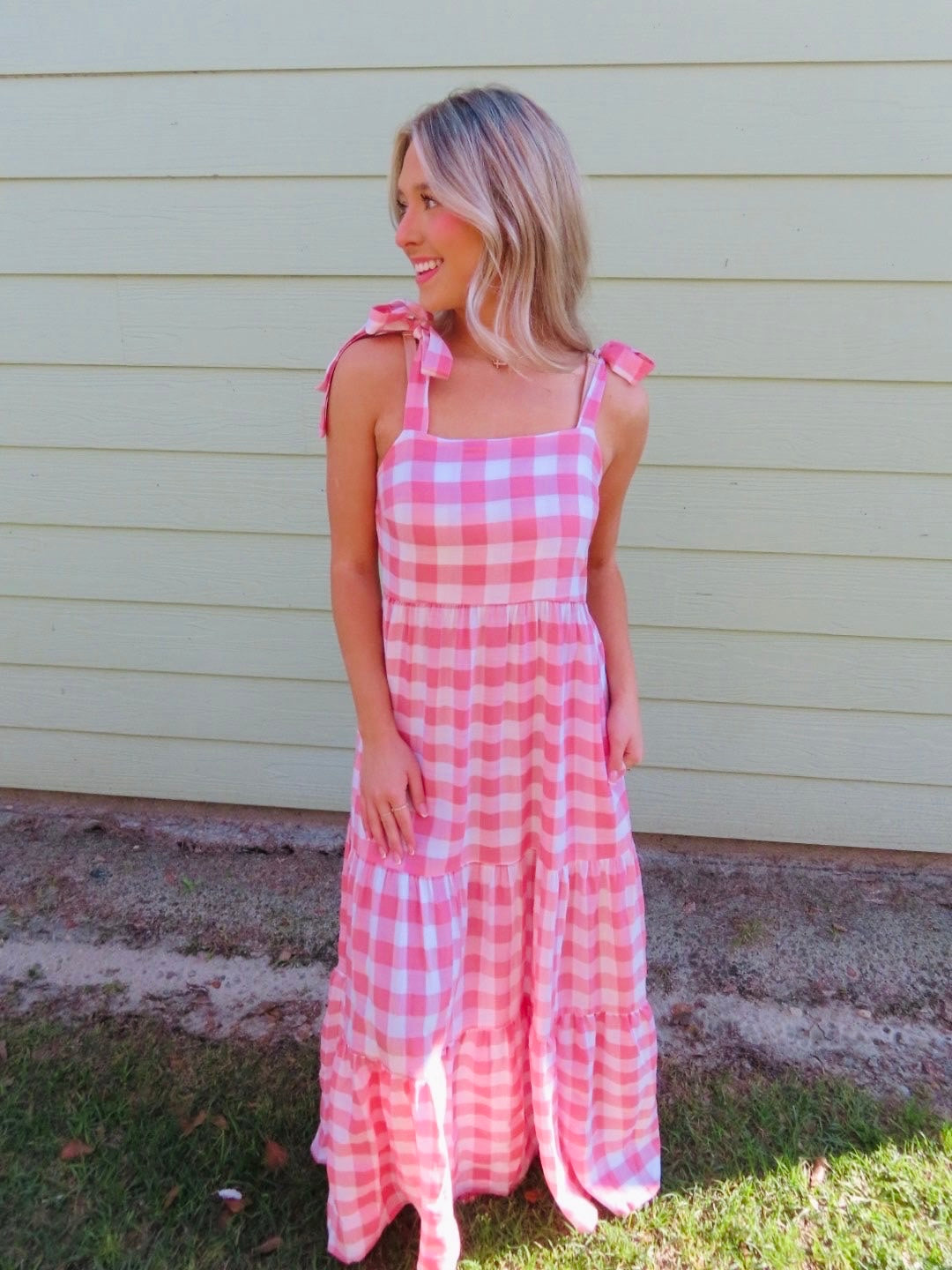 Pink Gingham Maxi