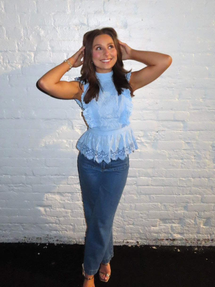 Lace Ruffled Babydoll Top