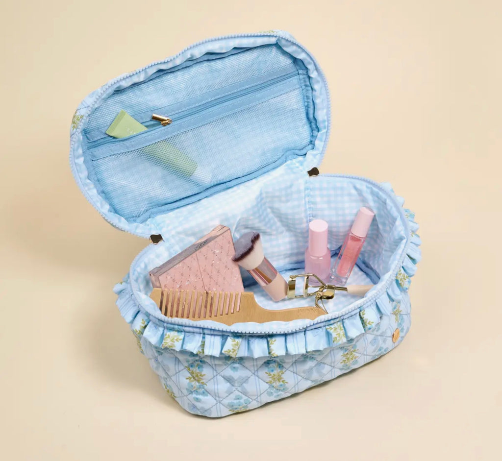 Quilted Cosmetic Bag - Fancy Blue