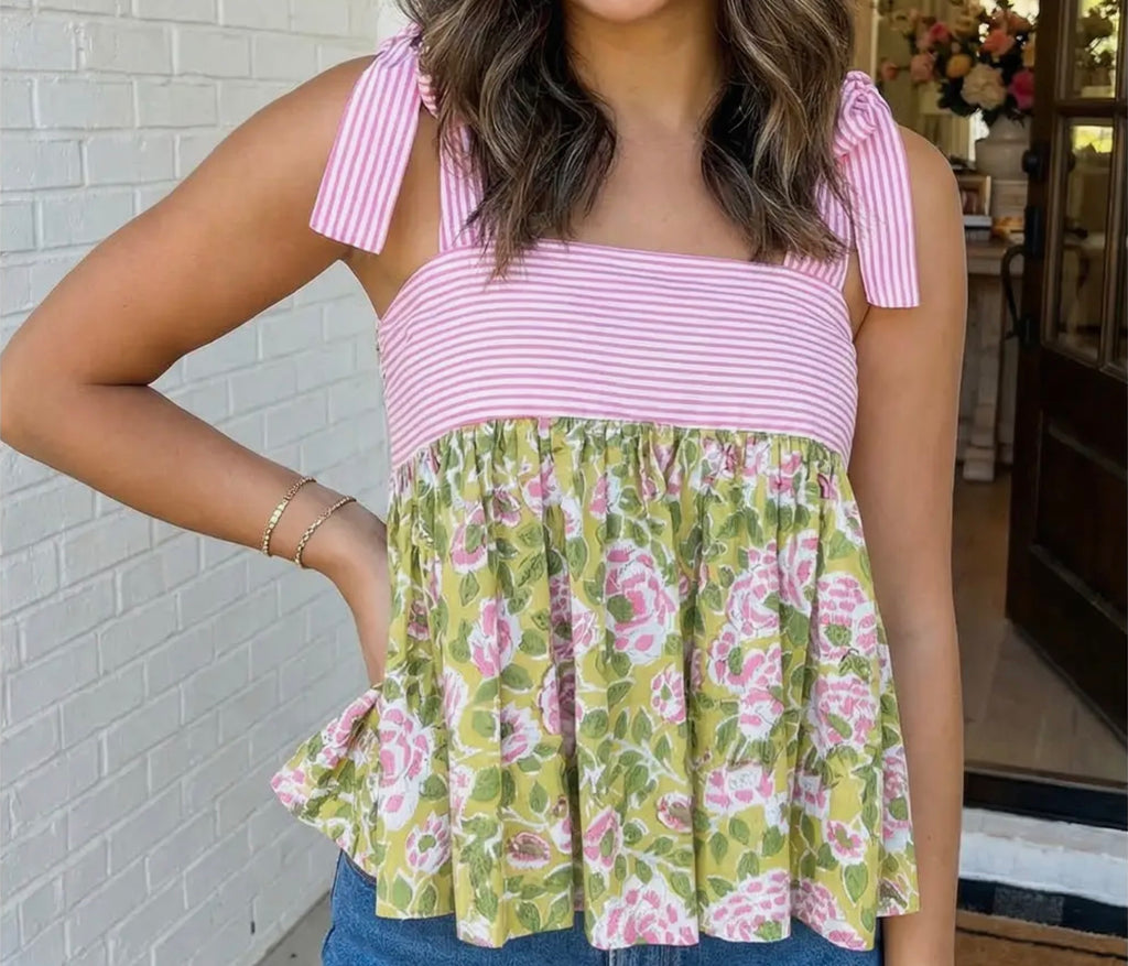 Floral Printed Babydoll Tank