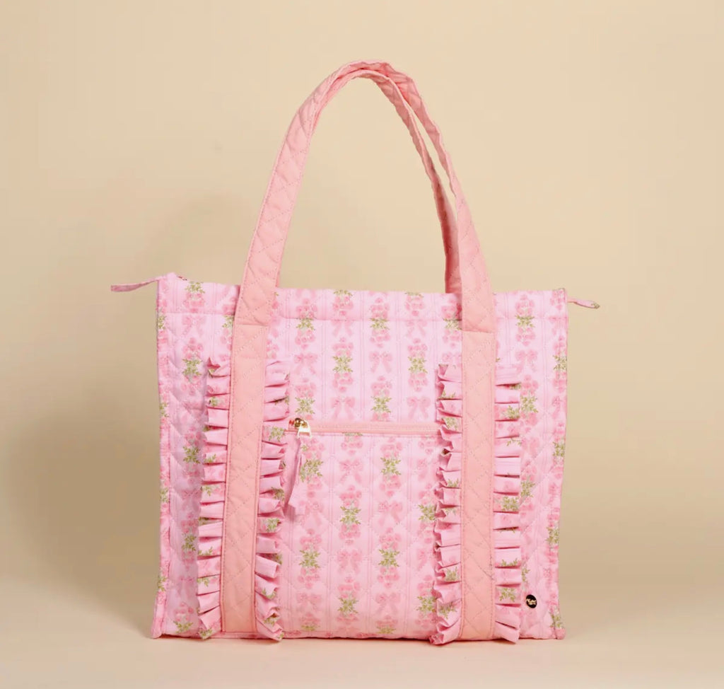 Fancy Pink Quilted Tote Bag