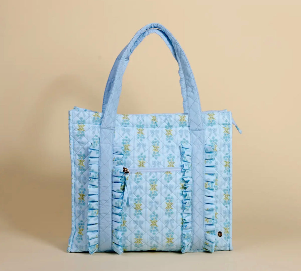 Fancy Blue Quilted Tote Bag