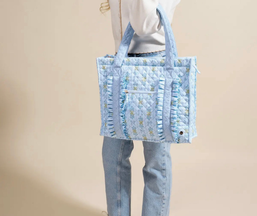 Fancy Blue Quilted Tote Bag