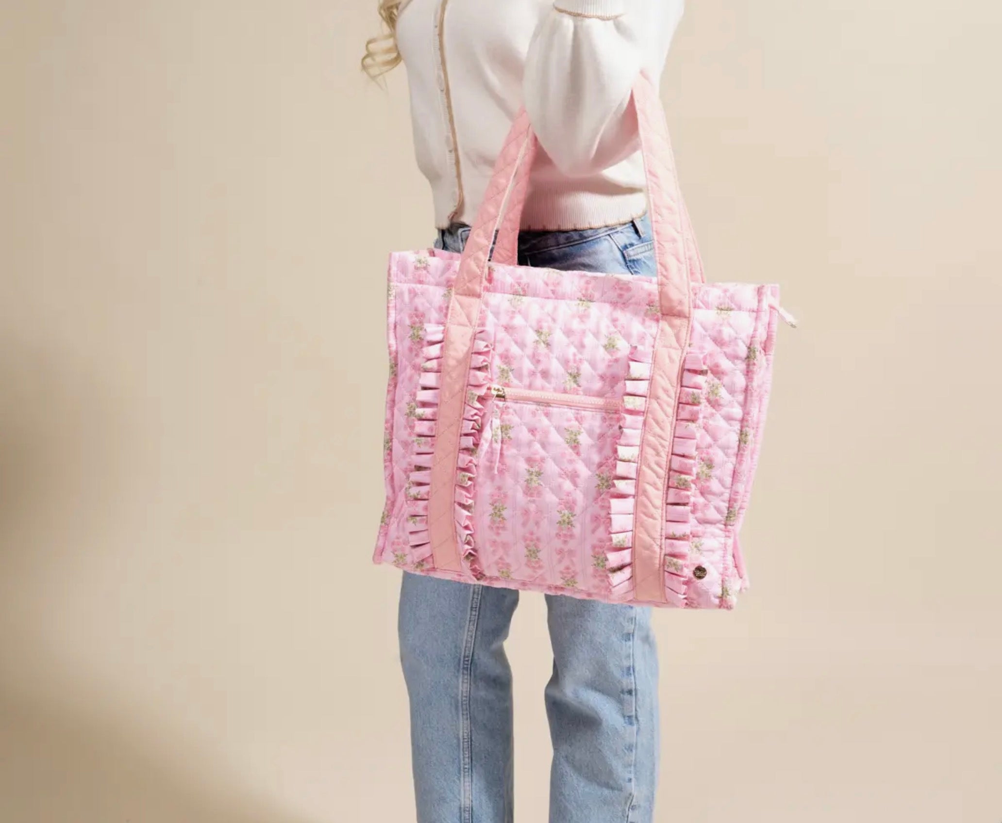 Fancy Pink Quilted Tote Bag
