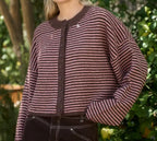 Pink & Brown - Striped Cardigan