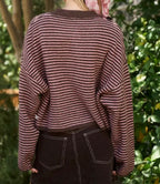Pink & Brown - Striped Cardigan
