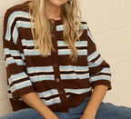 Brown & Blue - Striped Cardigan