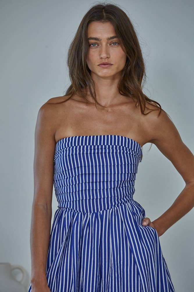 Sun & Sand Strapless Maxi: Denim Blue